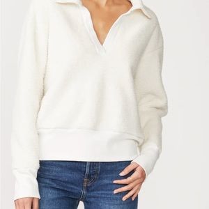 White Long Sleeve Sherpa Pullover Top